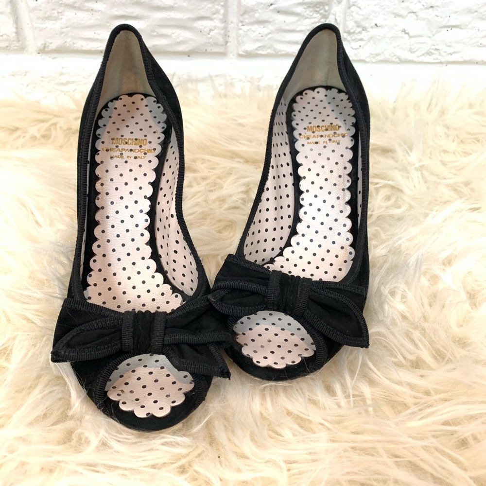 Moschino Black peep toe bow heels size 39